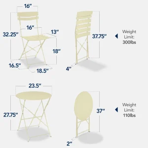 Best Choice Products 3-Piece Small Bistro Set, Folding Patio Furniture Set of 2 Chairs and Table - Black