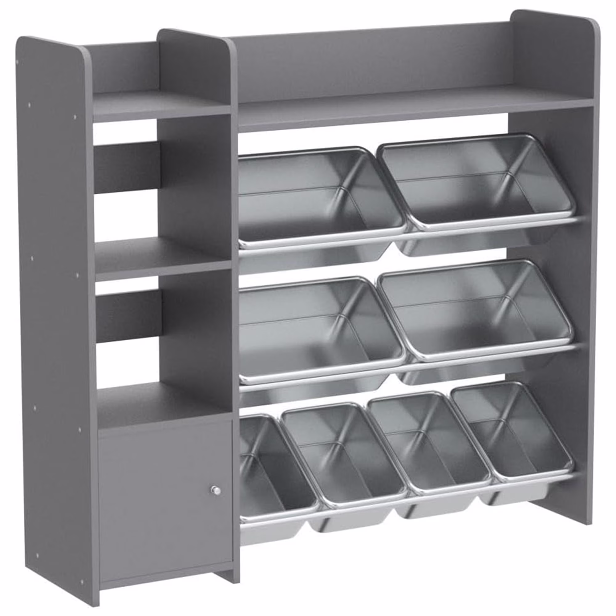 Sturdis Kids Toy Storage Organizer With Bookshelf and White Bins