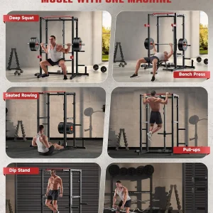 Sportsroyals Power Cage,1600lbs Multi-Function Power Rack with Adjustable Cable Crossover System and More Training Attachment, Weight Cage for Home Gym