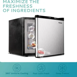 Upright freezer, 3.0 Cubic Feet, Single Door Compact Mini Freezer with Reversible Stainless Steel Door, Small freezer for Home/Dorms/Apartment/Office (Silver)