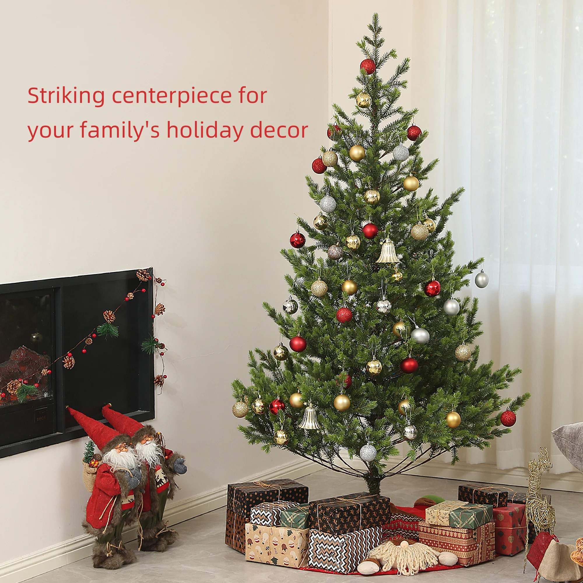 HOMCOM 6ft Artificial Sparse Christmas Tree with Steel Stand and 1933 Tips for Home Office Holiday