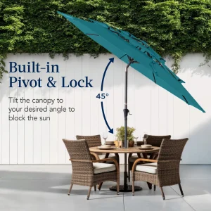 Best Choice Products 10ft 3-Tier Patio Umbrella, Market Sun Shade w/ Tilt Adjustment, Easy Crank - Red