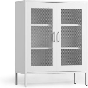 CHSHIN 40" H Blue Metal Storage Cabinet with 2-Mesh Doors for Home,Office,Kitchen,Bar(Width:31.5")