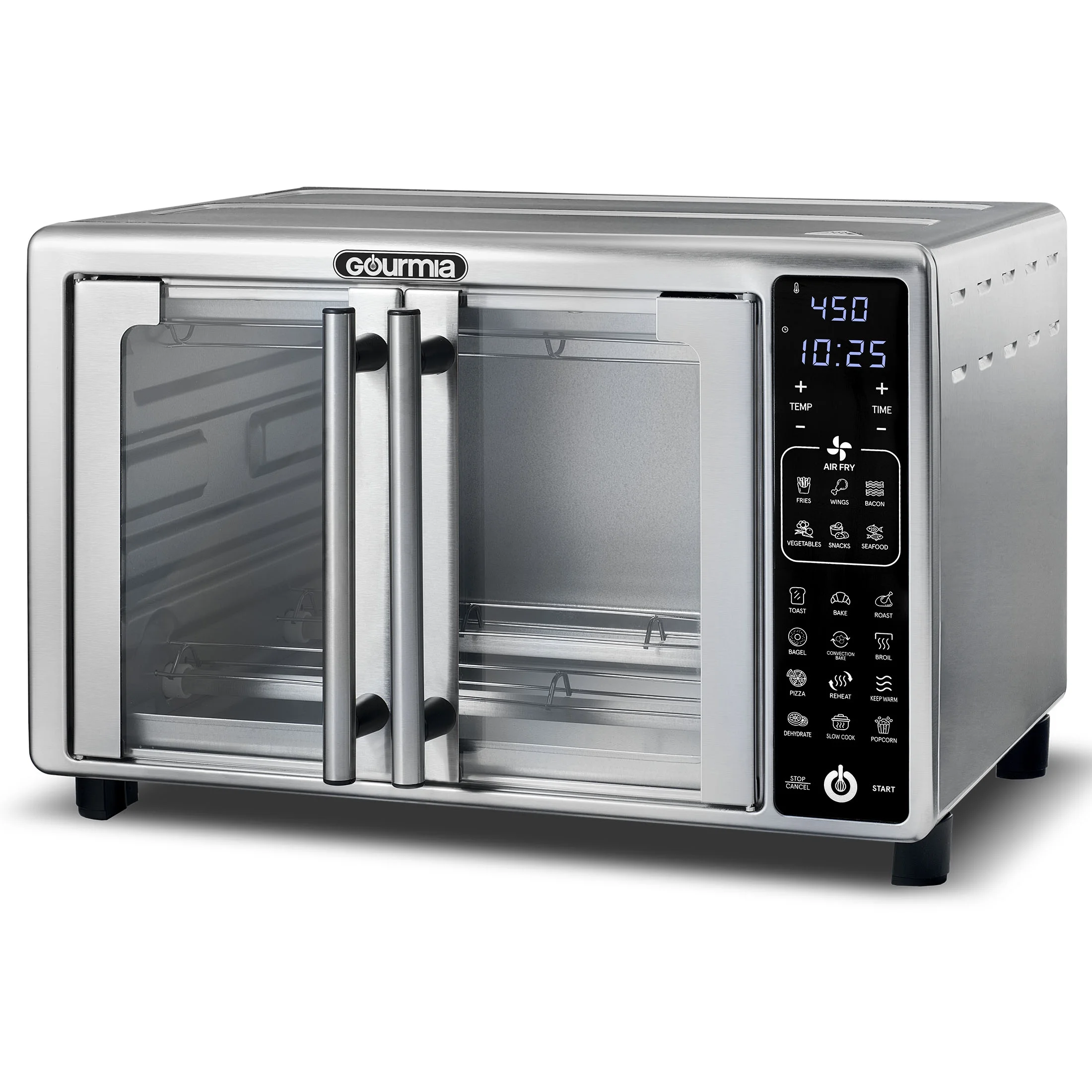 Gourmia French Door 6-Slice Digital Toaster Oven Air Fryer, 19 One-Touch Presets, 24L, Stainless Steel
