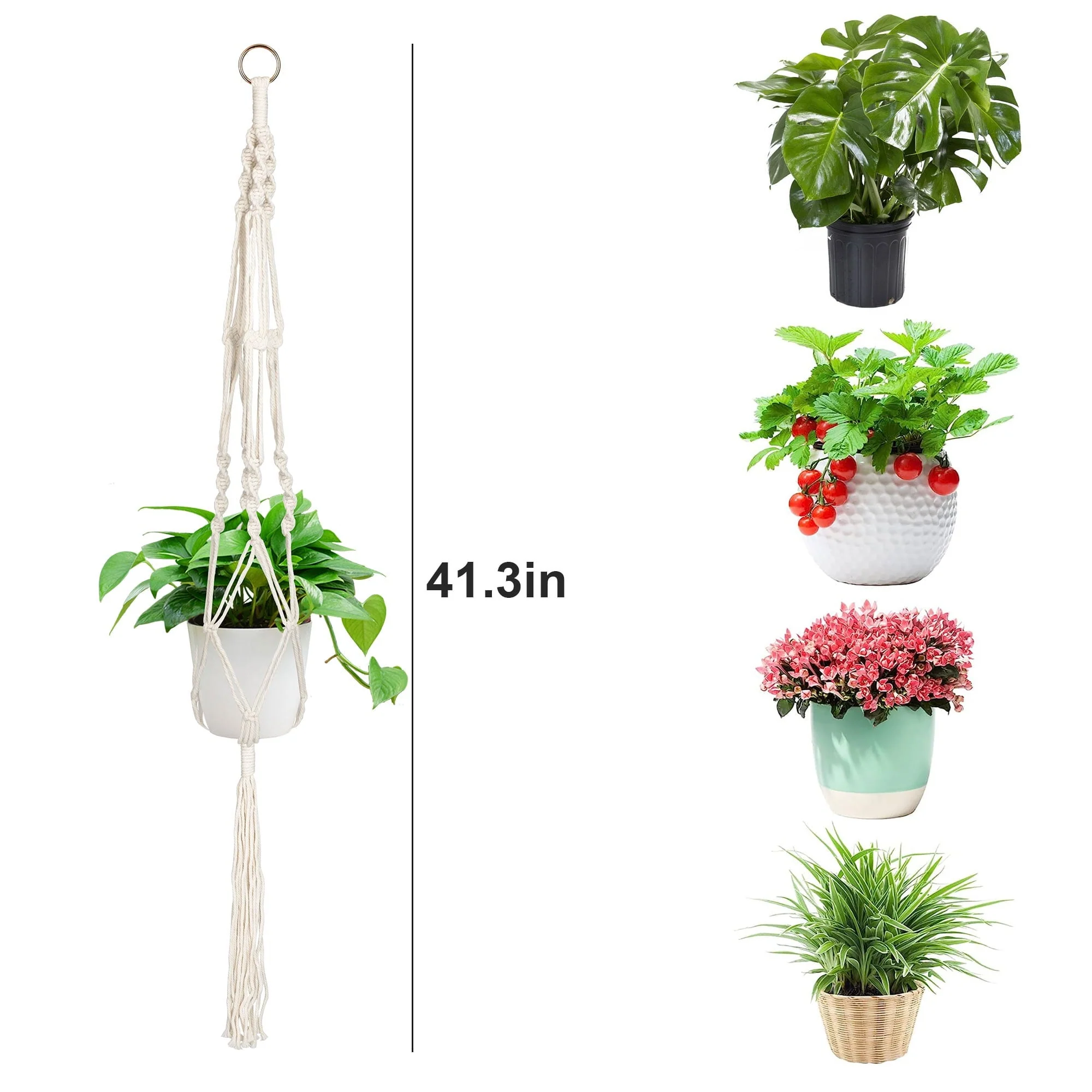 EEEkit 2pcs Macrame Plant Hangers, Indoor Outdoor Hanging Planter Baskets, Decorative Flower Pot Holders for Succulents Cacti Herbs, Boho Home Decor