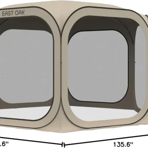 EAST OAK Screen House Tent Pop-Up, Portable Screen Room Canopy Instant Screen Tent 10 x 10 FT with Carry Bag for Patio, Backyard, Deck & Outdoor Activities, Beige