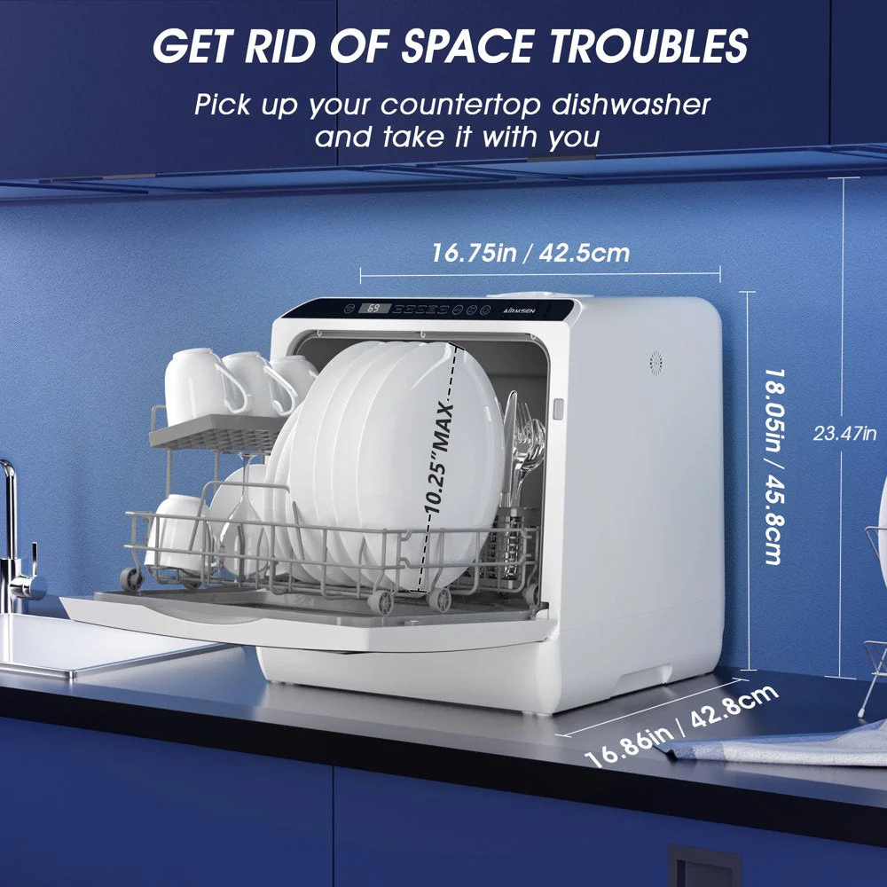 Portable Countertop Dishwasher with 5-Liter Built-In Water Tank and Air-Dry Function 5 Washing Programs
