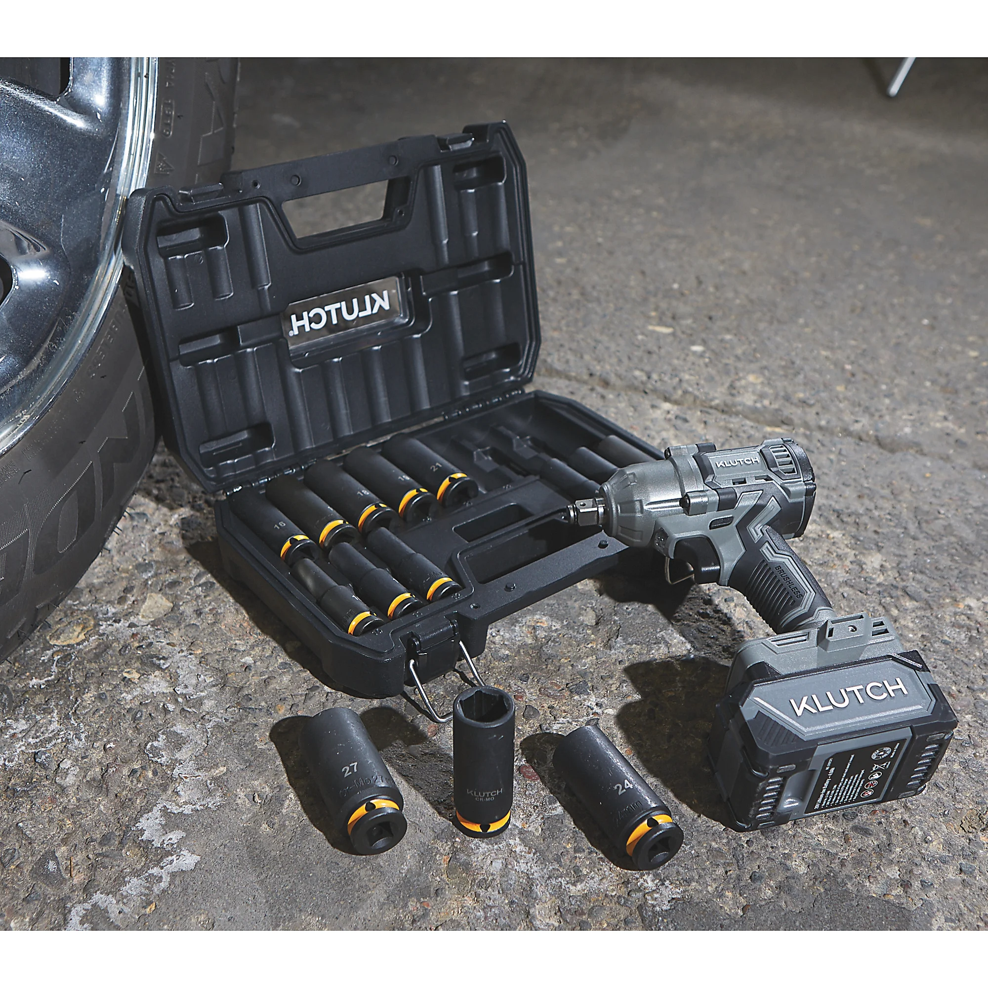 Klutch 1/2in. Impact Wrench, KLiQ 20V, 500 Ft./Lbs. Breakaway Torque, Brushless, Cordless, Bare Tool