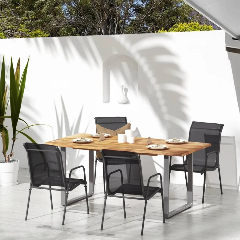 vidaXL Steel Outdoor Waterproof Patio Chairs, Black (Set of 2)