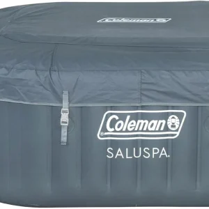 4 to 6 Person Inflatable Hot Tub Square Portable Outdoor Spa with 114 Soothing AirJets and Insulated Cover, Gray-Coleman