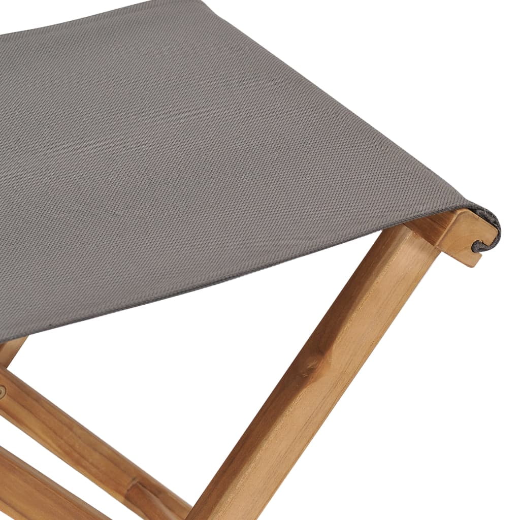vidaXL Folding Chairs 2 Pcs Patio Stool for Camping Solid Wood Teak and Fabric