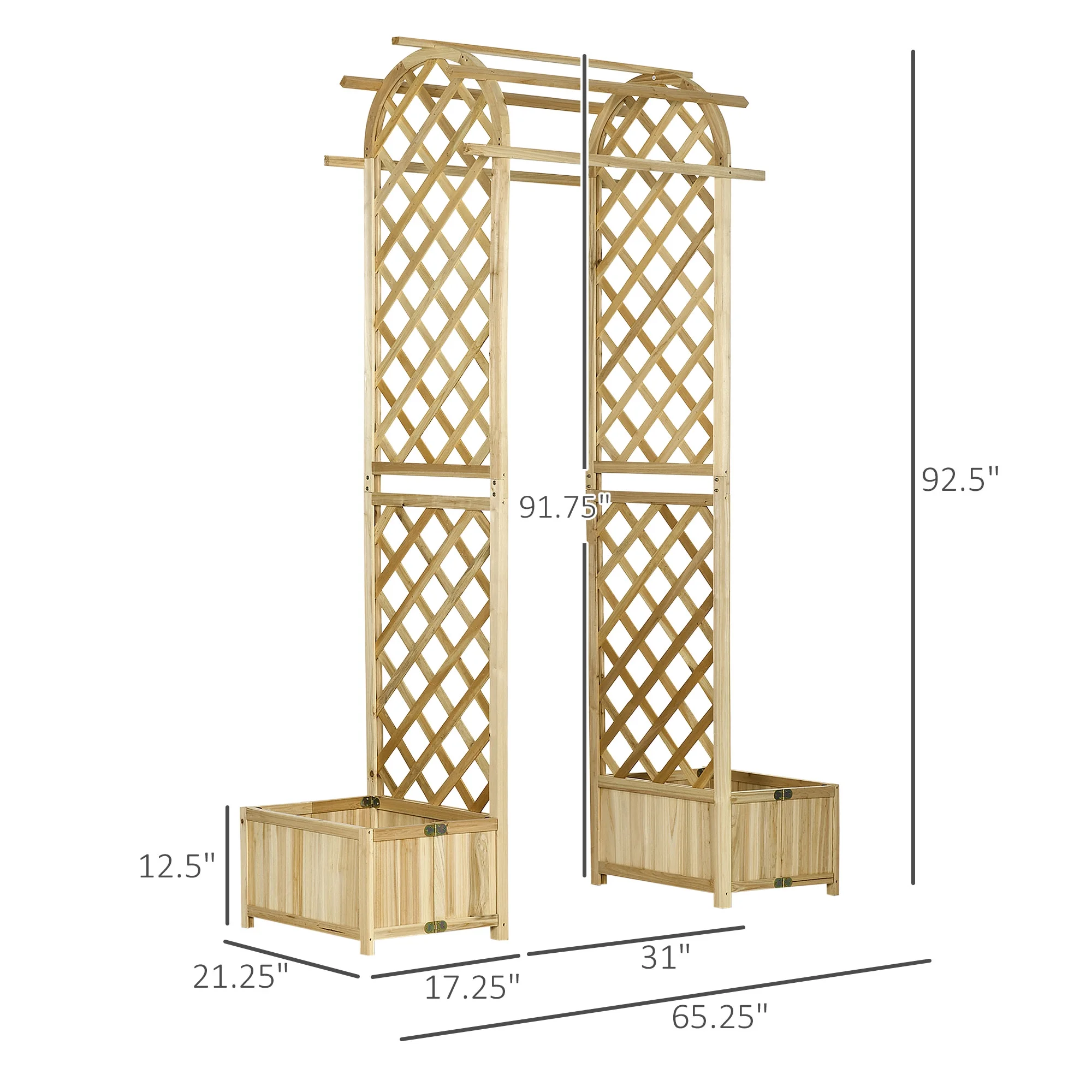 Outsunny Galvanized Raised Garden Bed,24" X 24" X 11.75" Outdoor Planter Box with Trellis Tomato Cage and Open Bottom for Climbing Vines,Vegetables,Flowers In Backyard,Garden,Patio,Cream,White Steel