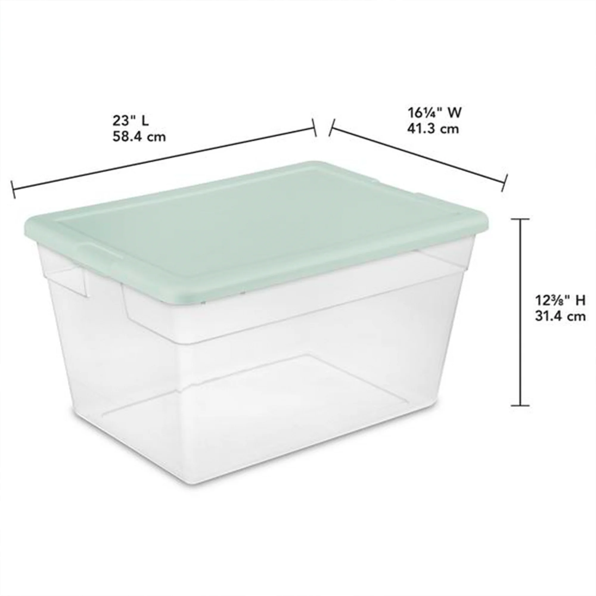 Sterilite 24 Pk Storage Tote Container, 56 Qt, Clear, Mindful Mint Lid