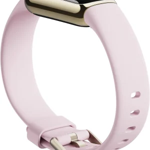 Fitness and Wellness-Tracker with Stress Management, Sleep-Tracking and 24/7 Heart Rate, One Size S L Bands Included, Lunar White/Soft Gold Stainless Steel, 1 Count