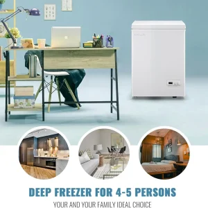Chest Freezer 5.0Cubic Feet Deep Freezer Freestanding Freezers with 2 Removable Stainless Steel Basket, Mini Freezer Top Open Door Compact Freezer with Electronic Control 41℉ to -15℉BLACK