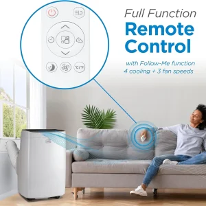 BLACK+DECKER 10,000 BTU Portable Air Conditioner for Rooms up to 450 Sq. Ft. with Remote – White