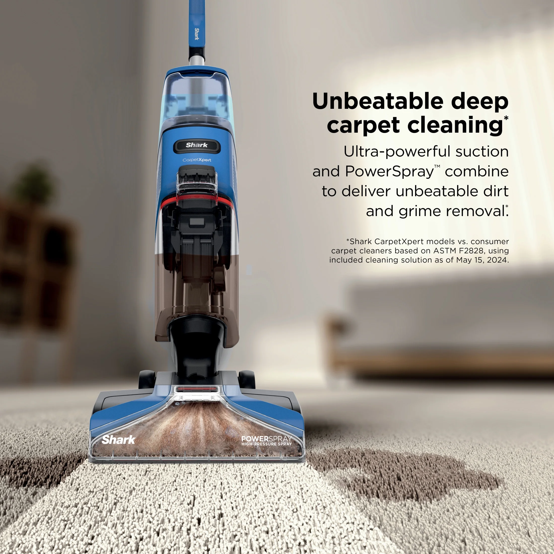 Shark? CarpetXpert? Upright Carpet & Area Rug Cleaner, Perfect for Pets, Lightweight & Powerful, Dirt, Grime, & Odor Removal, Carpet Shampooer, Cleaning Solution, Blue, EX121BRN