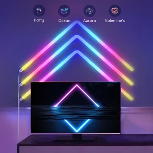 Govee Glide RGBIC Smart Wall Light, Multicolor Customizable, Music Sync LED Home Decor, 6 Pcs and 1 Corner