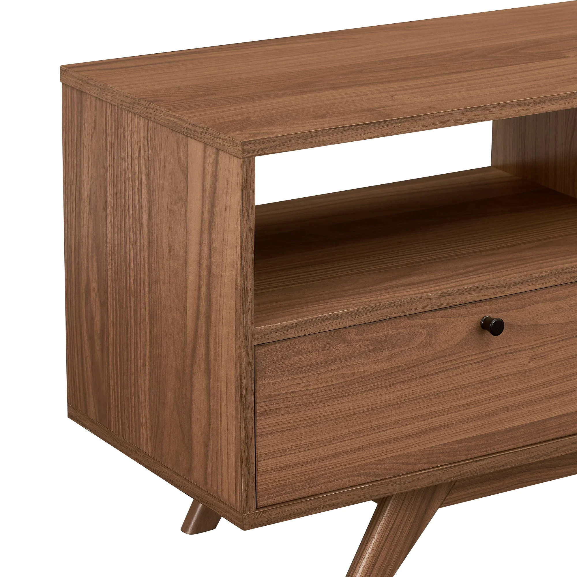 Walker Edison Mid-Century Modern Storage TV Stand for TVs up to 80-, Mocha