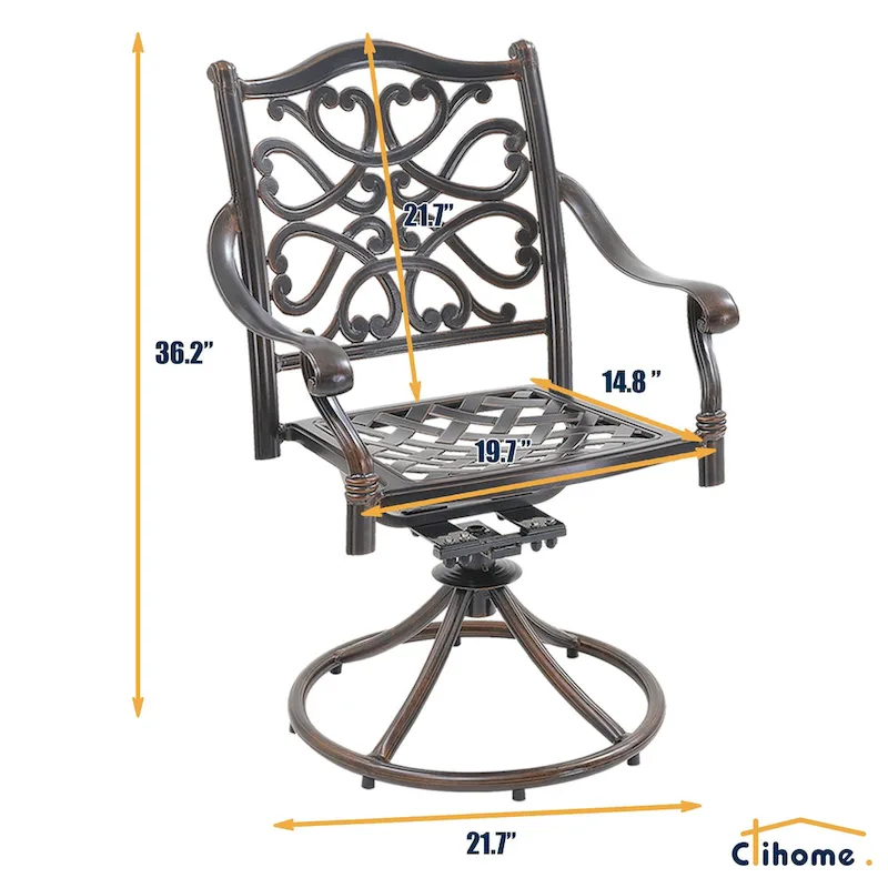 5-Piece Cast Aluminum Patio Dining Set with 4 Swivel Chair