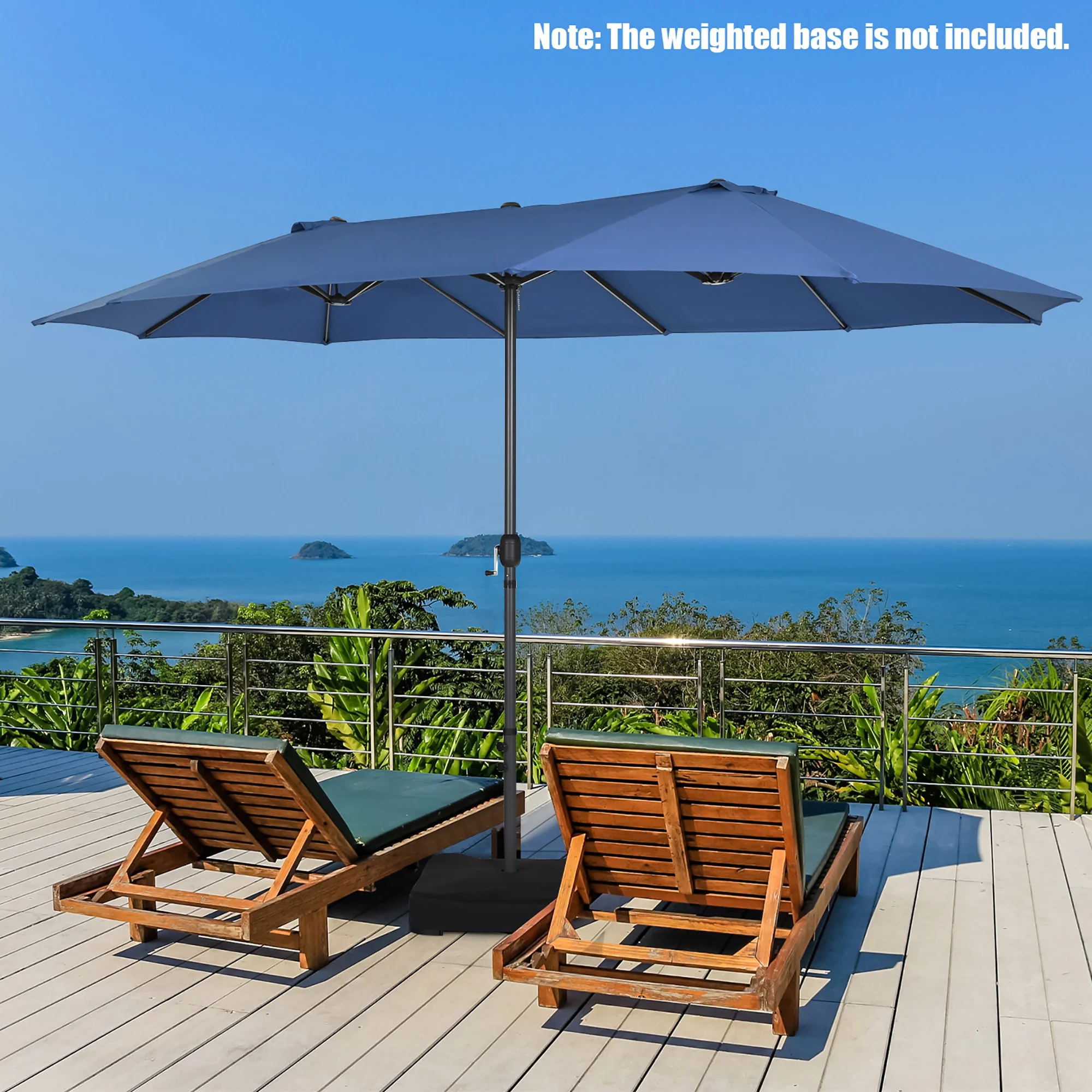 Costway 15ft Beige Patio Double-Sided Umbrella, Crank Lift