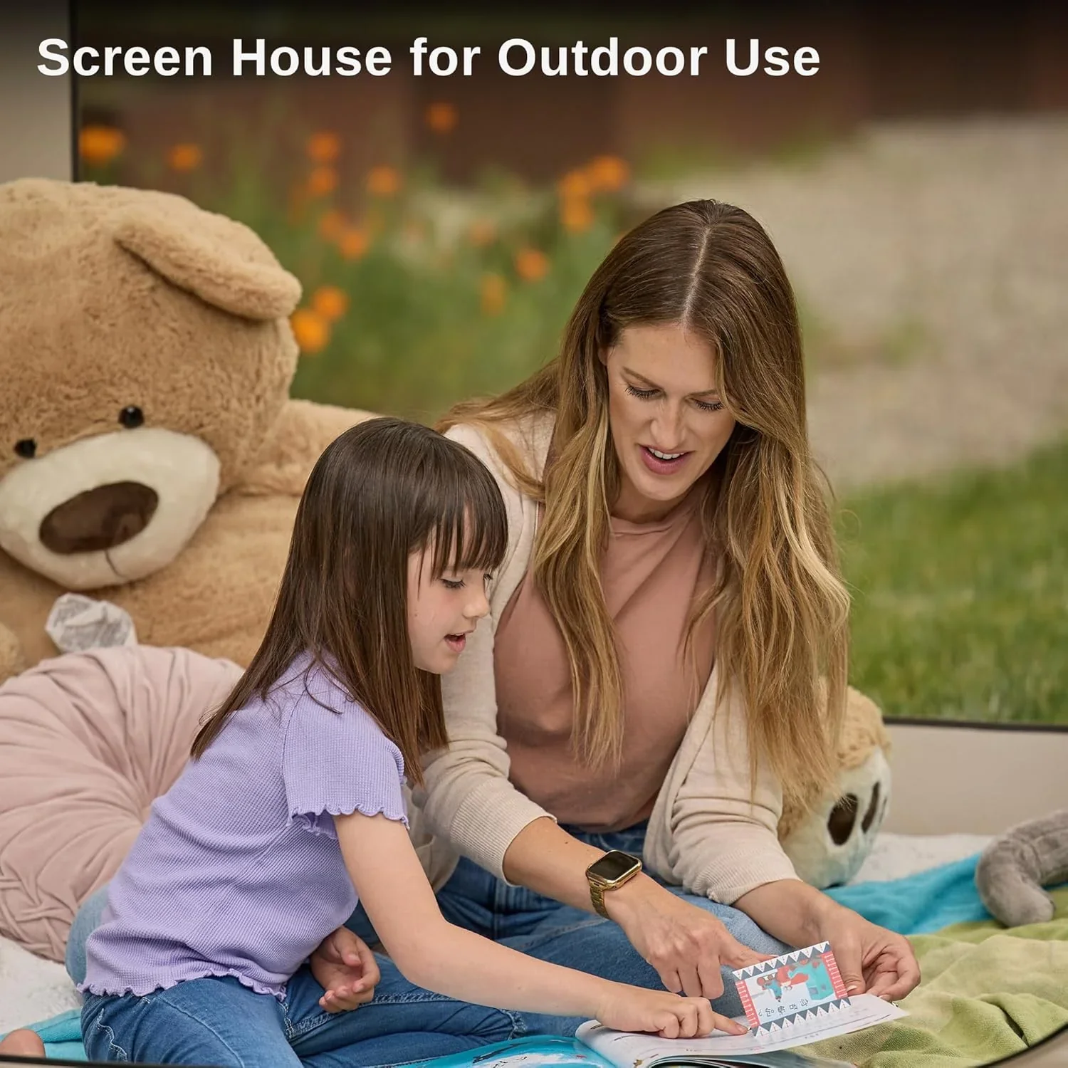 EAST OAK Screen House Tent Pop-Up, Portable Screen Room Canopy Instant Screen Tent 10 x 10 FT with Carry Bag for Patio, Backyard, Deck & Outdoor Activities, Beige