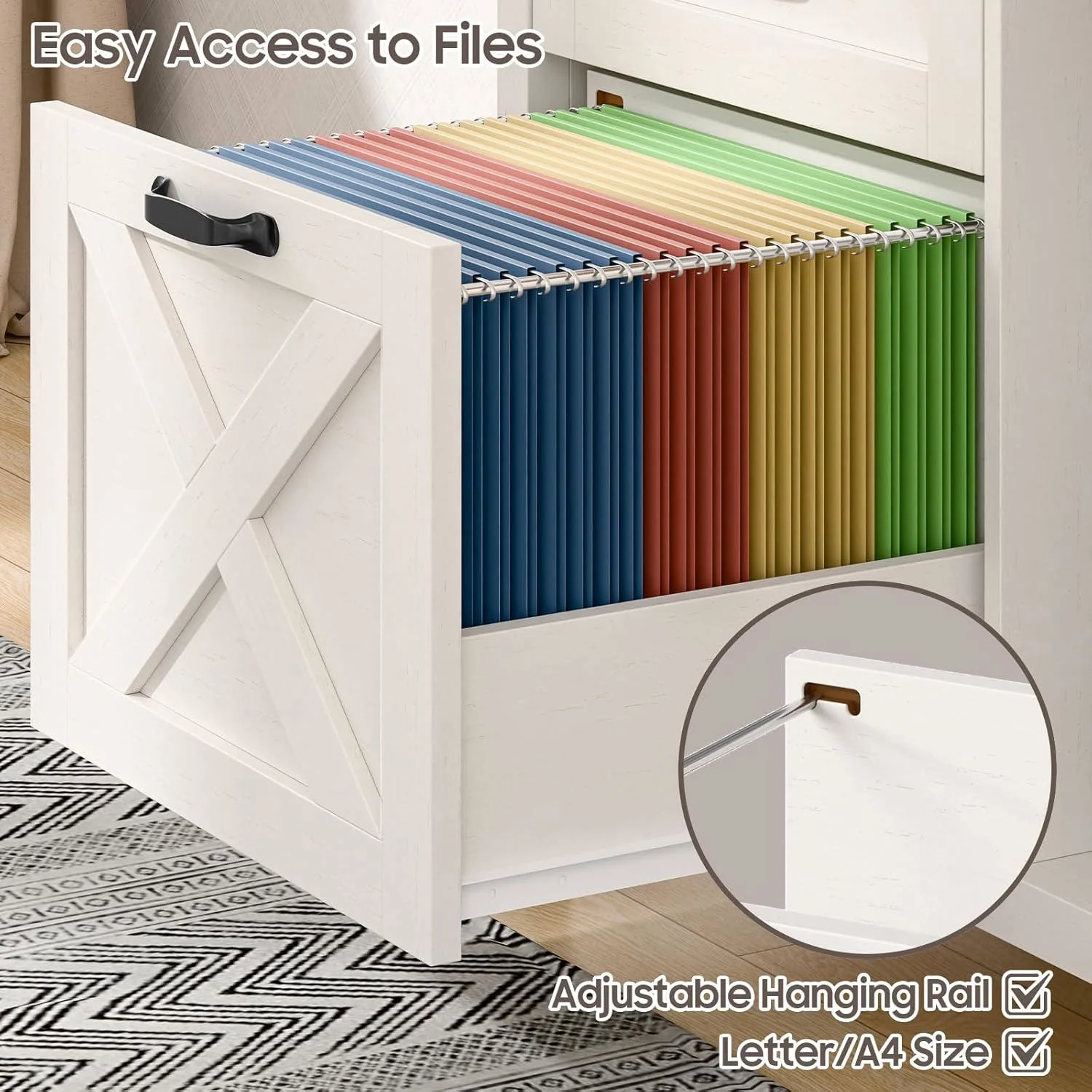 Vabches 2 Drawer Lateral File Cabinet,Mobile Wood office Cabinet for Home Office,Printer Stand with Open Storage Shelves.