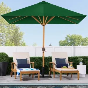 Best Choice Products 9ft Deep Square Solar LED Lighted Patio Umbrella w/ Woodgrain Pattern, UV-Resistant - Black