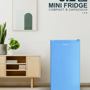 Upstreman 3.2 Cu.Ft Mini Fridge with Freezer, Single Door Mini Fridge, Dorm Fridge, Adjustable Thermostat, Mini Refrigerator for Bedroom, Office, Dorm, Black-BR321
