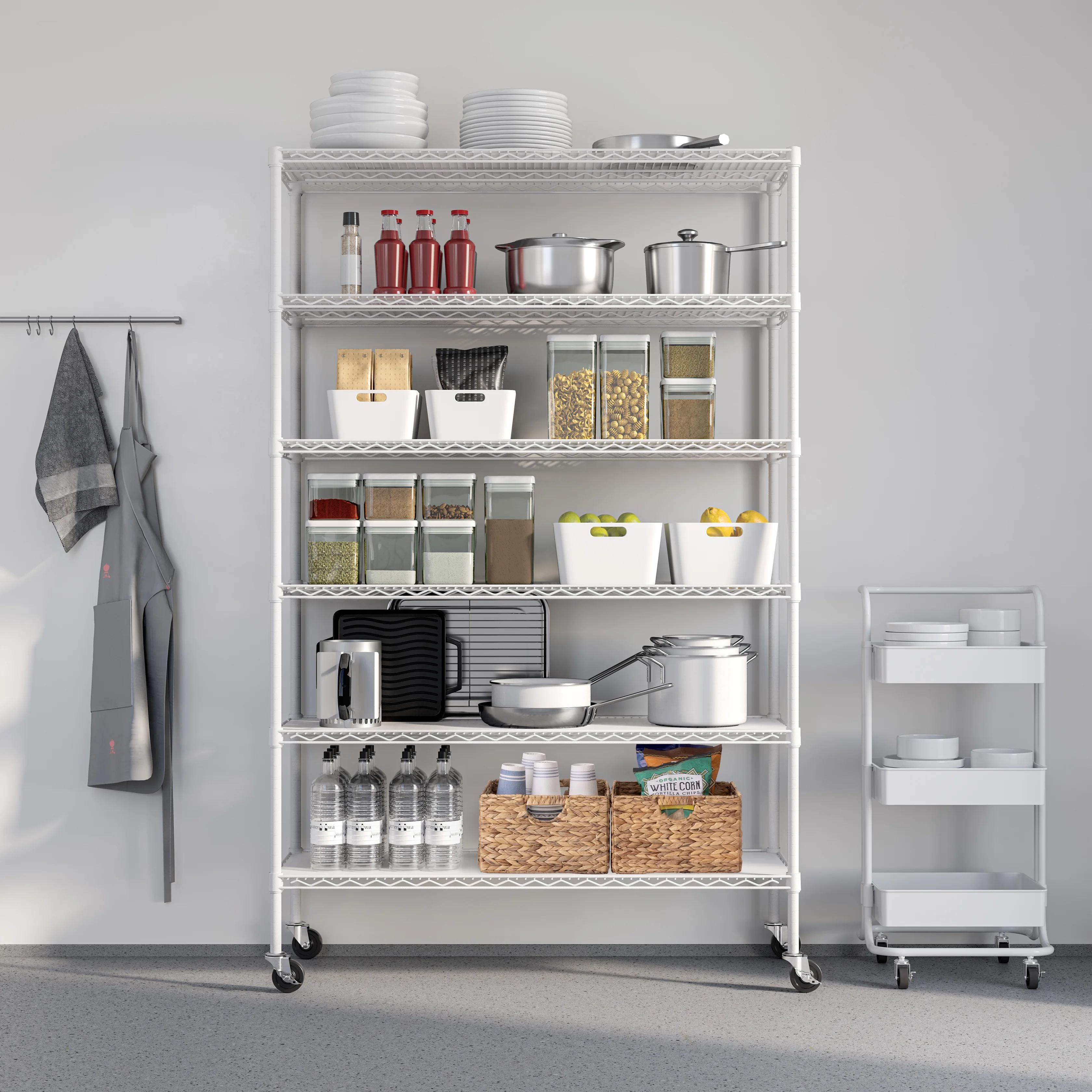 Seville Classics Solid Steel Wire Shelving Storage Unit Adjustable Shelves Organizer Rack, for Home, Kitchen, Office, Garage, Bedroom, Closet, Graphite, 6-Tier, 48" W x 18" D x 75.5- H