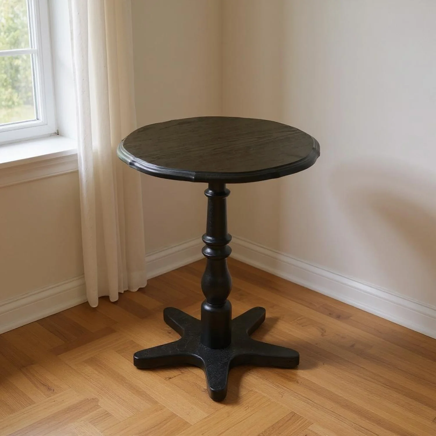 Homy Casa Round Pedestal Dining Table for Small Kitchen or Breakfast Nook, Walnut