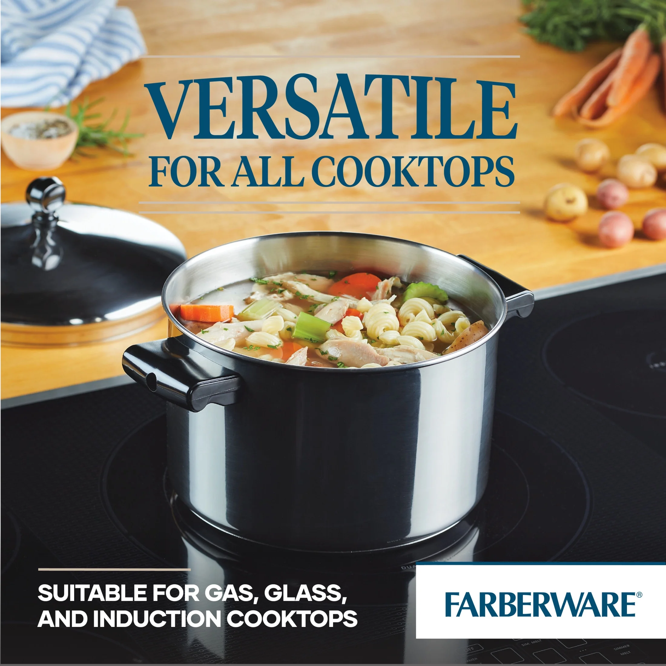 Farberware Classic Series 15 Pcs Stainless Steel and Nonstick Cookware Set with Cooking Tools, Induction Compatible, Metal Utensil and Dishwasher Safe, Stainless Steel