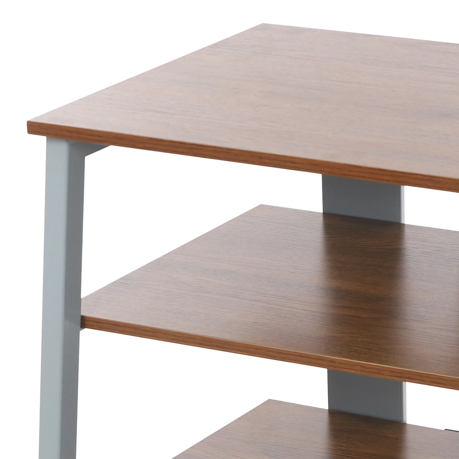 4-Tier AV Media Stand, Multi-Functional Storage Shelf for Organizing and Storing TV Accessories, CD Changers, Receivers, DVD Players, Game Consoles, and Other Media Equipment, Brown and Grey