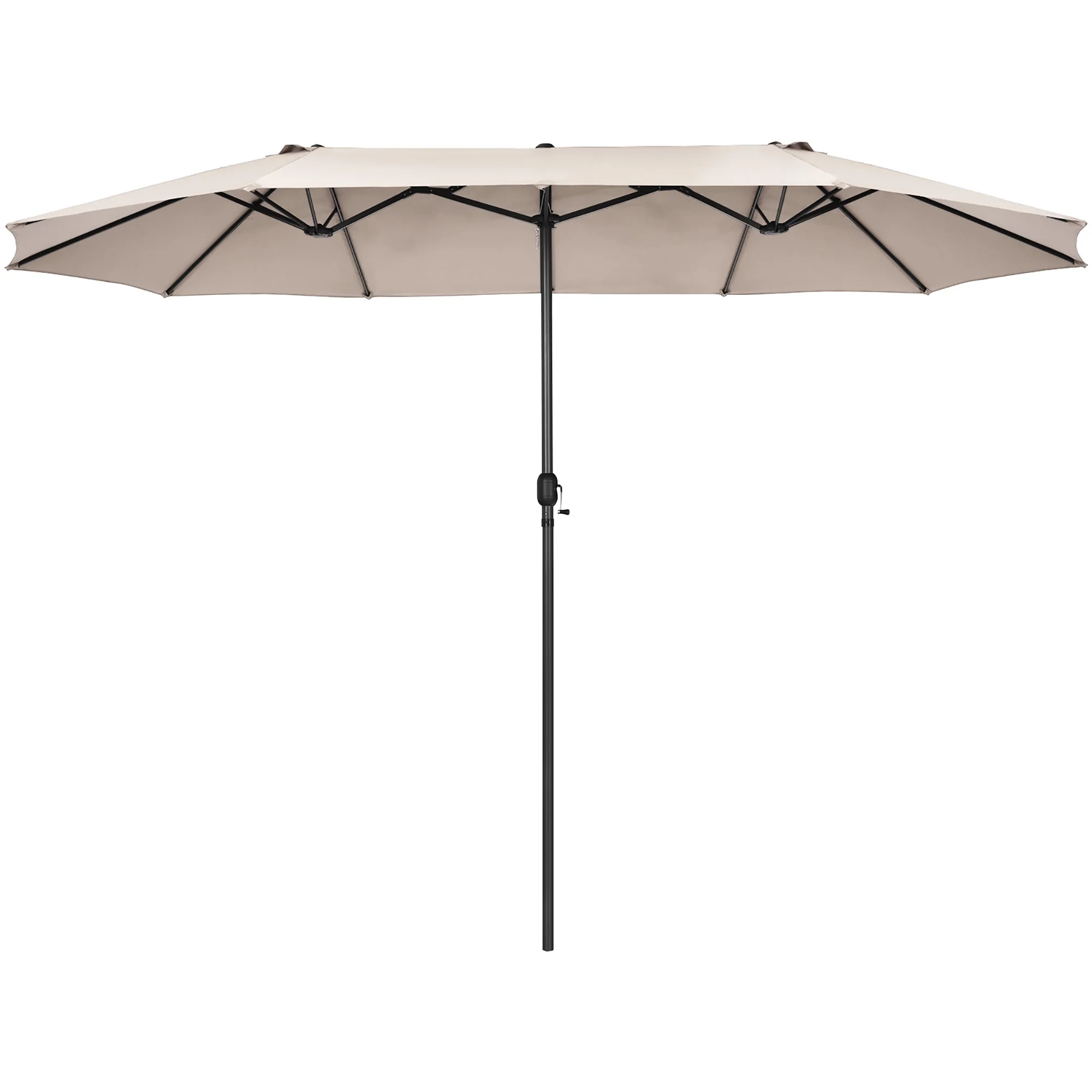 Costway 15ft Beige Patio Double-Sided Umbrella, Crank Lift