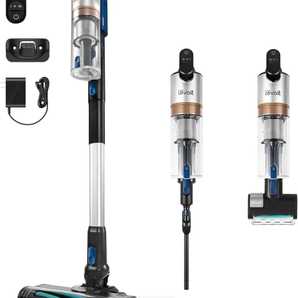 LEVOIT Cordless Vacuum Cleaner, Stick Vac with Tangle-Resistant Design, Up to 50 Minutes, Powerful Suction, Rechargeable, Lightweight, and Versatile for Carpet, Hard Floor, Pet Hair, LVAC-200