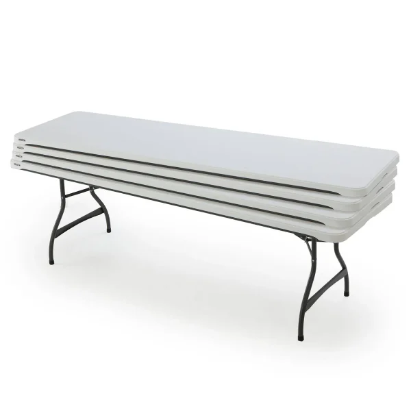 4-Pack Commercial Stacking 8 ft Folding Table - White (80344)