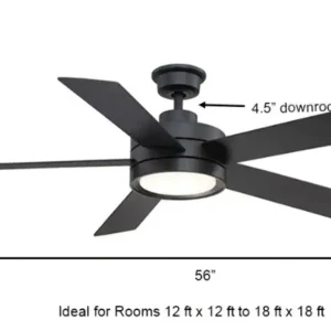 Home Decorators Collection Baxtan 56-Inch Matte Black Ceiling Fan with LED Light & Remote Control