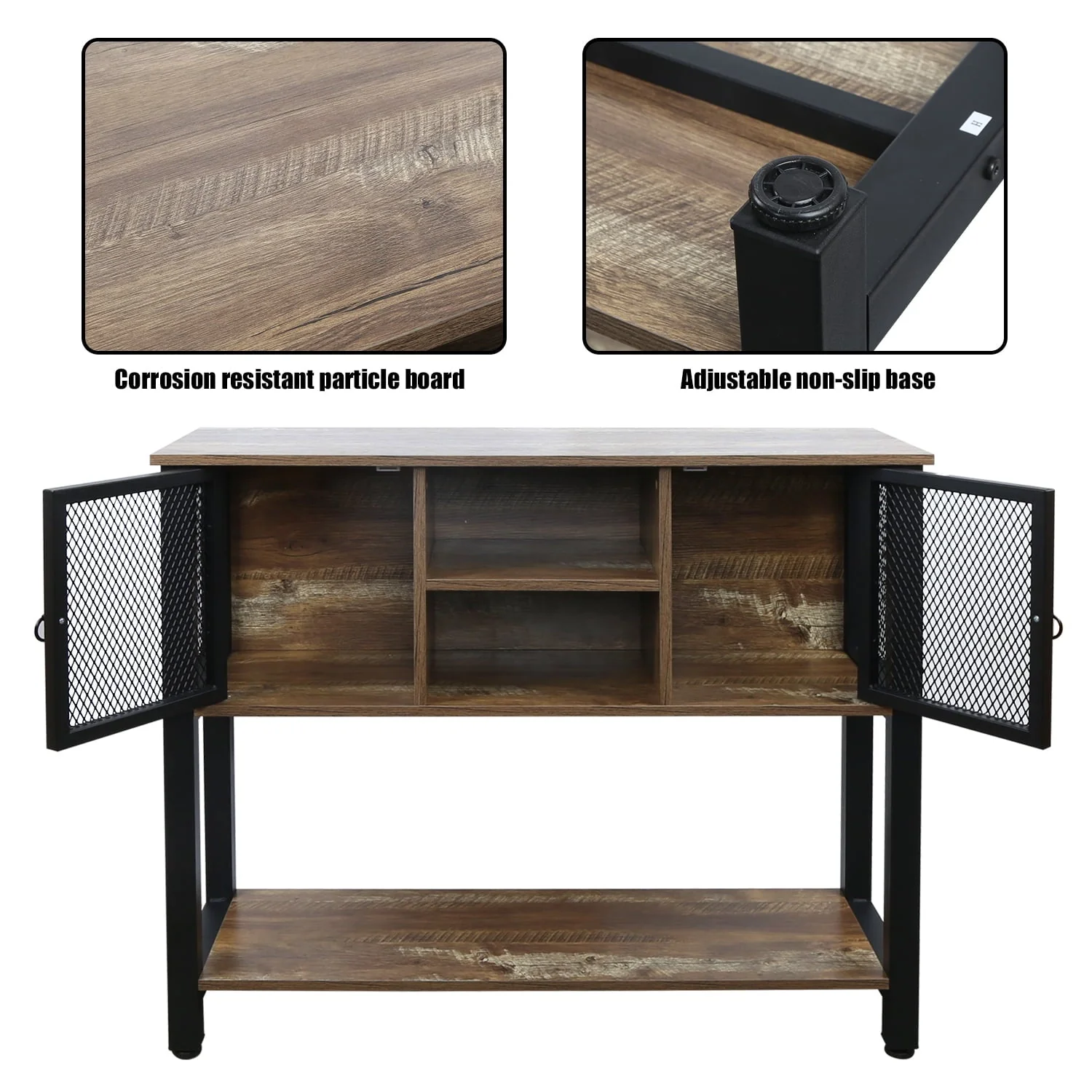 EXCITED WORK 39.5" Brown Wine Cabinets,Buffet Sideboard with Storage Shelves, Kitchen Storage Cabinets, Bar Cabinets