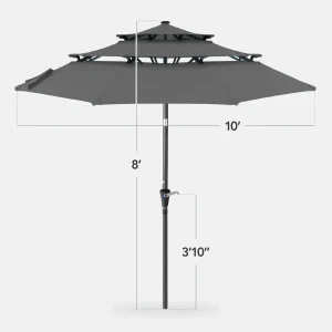 Best Choice Products 10ft 3-Tier Patio Umbrella, Market Sun Shade w/ Tilt Adjustment, Easy Crank - Red