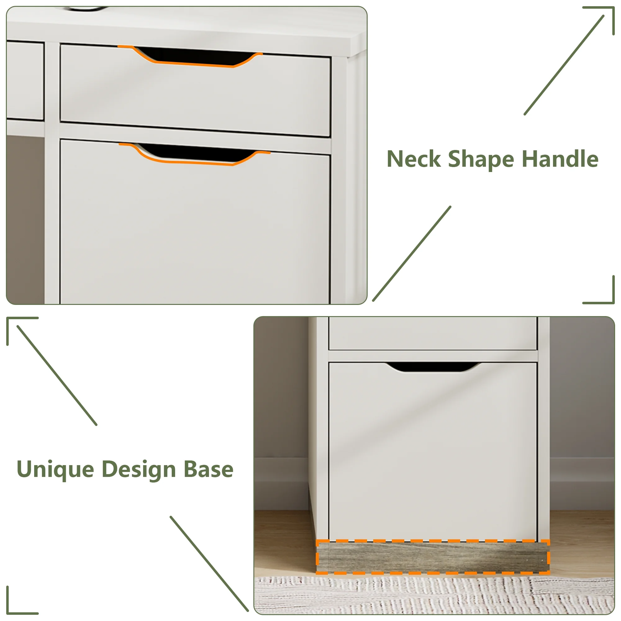 DreamCurship White Desk with Drawers, Modern Computer Desk with File Drawers, Home Office Study Writing Desk with Storage, White
