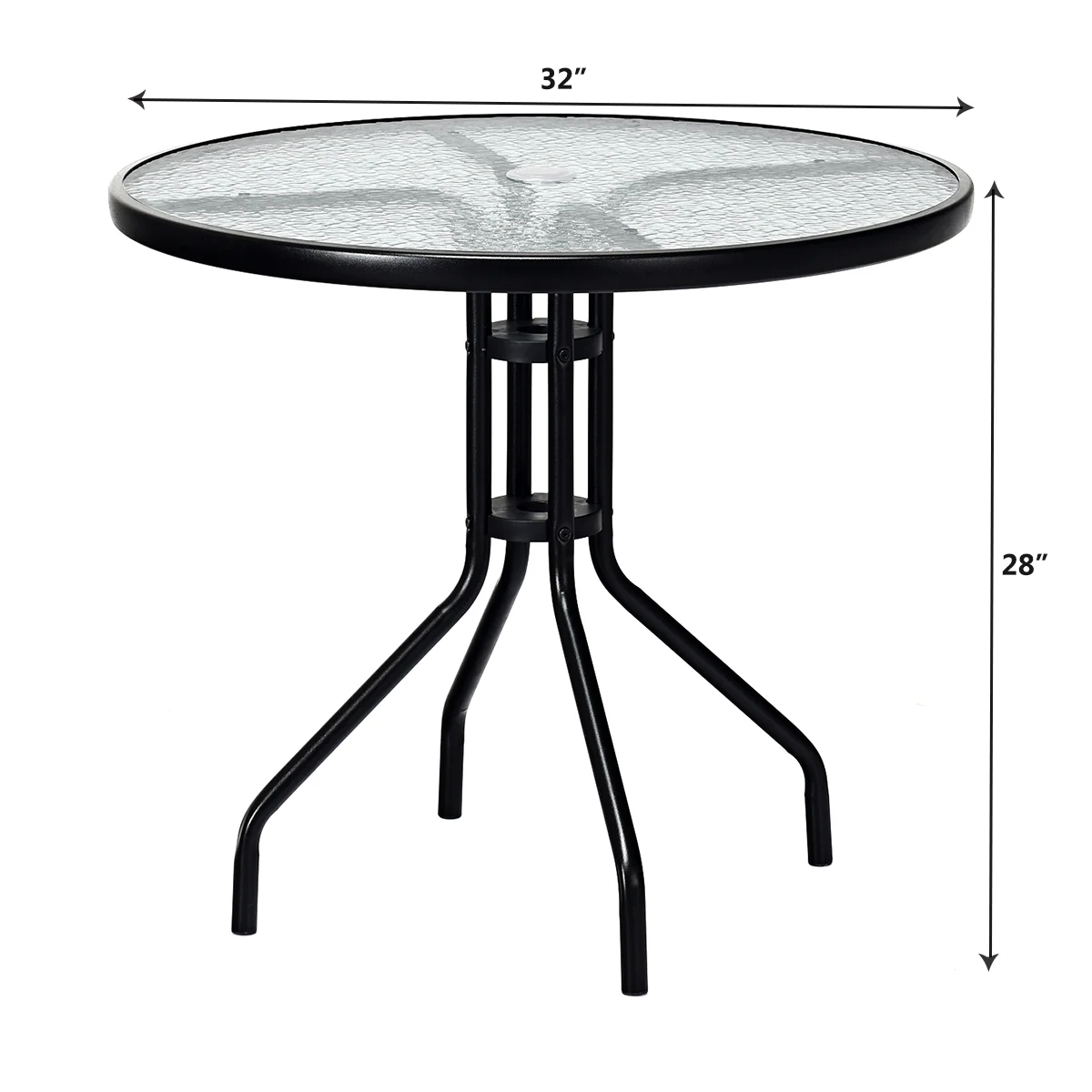 Patiojoy 32" Round Garden Bar Glass Table Patio Umbrella Deck Outdoor Furniture