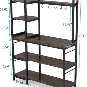 Tribesigns Bakers Rack with Storage Hutch for Kitchen, Microwave Oven Stand, 5-Tier Kitchen Utility Storage Shelf, Kitchen Organization and Storage for Kitchen, Living Room