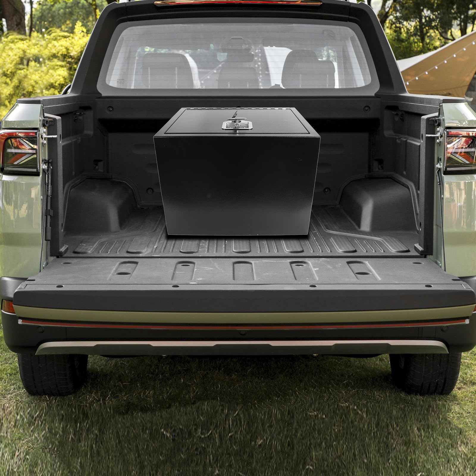 Comfor 26.5 x 12 x 11.8 inch Trailer Tongue Box with Handled-Lock Black Steel Heavy Duty Underbody Truck Box Truck Storage Organizer for Pick Up, Trailer