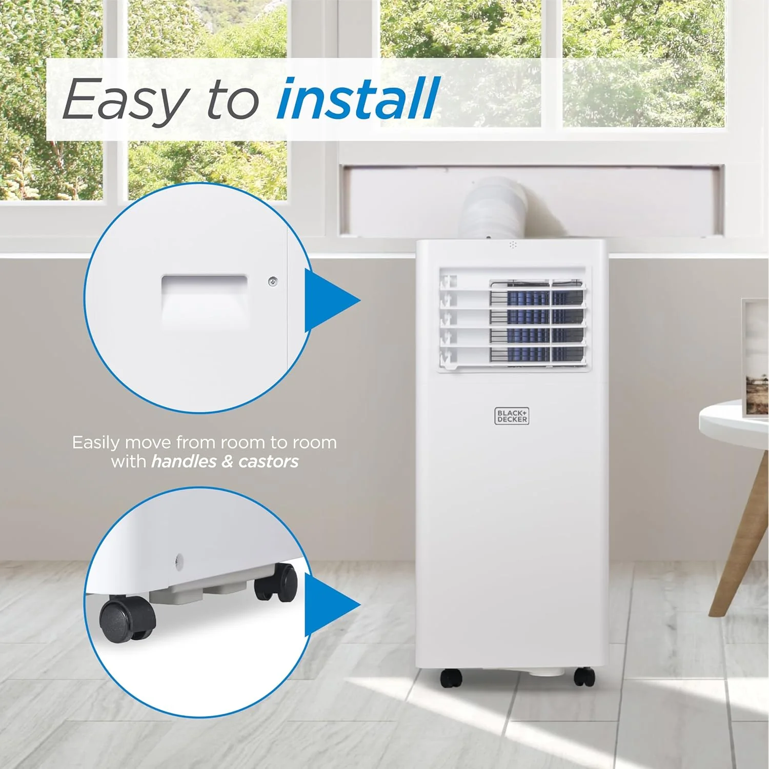 BLACK+DECKER 10,000 BTU Portable Air Conditioner for Rooms up to 450 Sq. Ft. with Remote – White