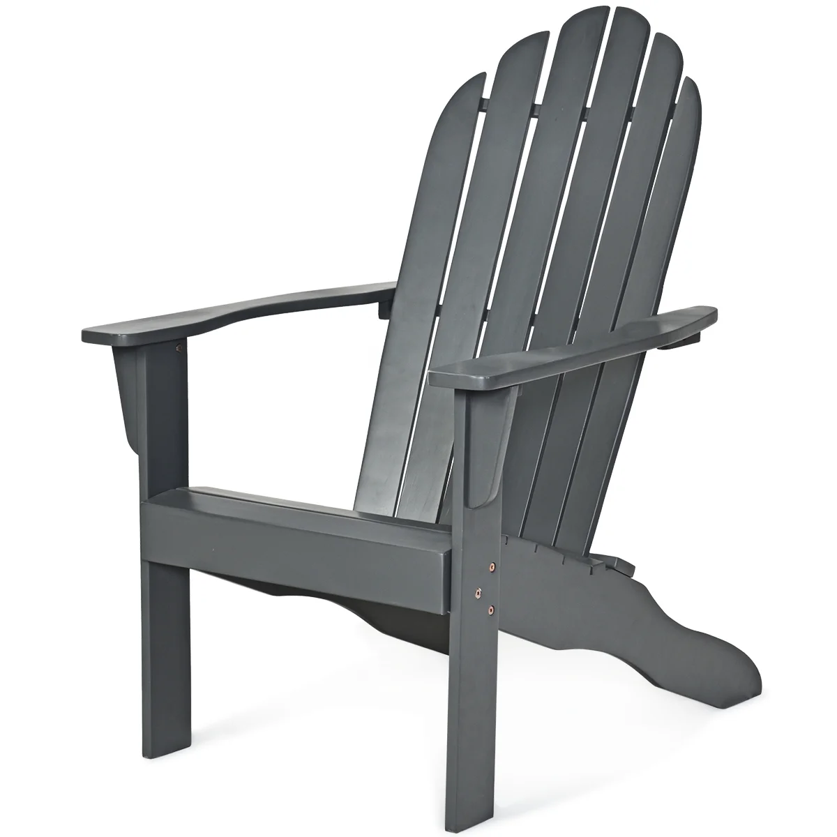 Costway Outdoor Adirondack Chair Accent Chair Solid Wood sturdy Patio Garden Deck Furniture Gray