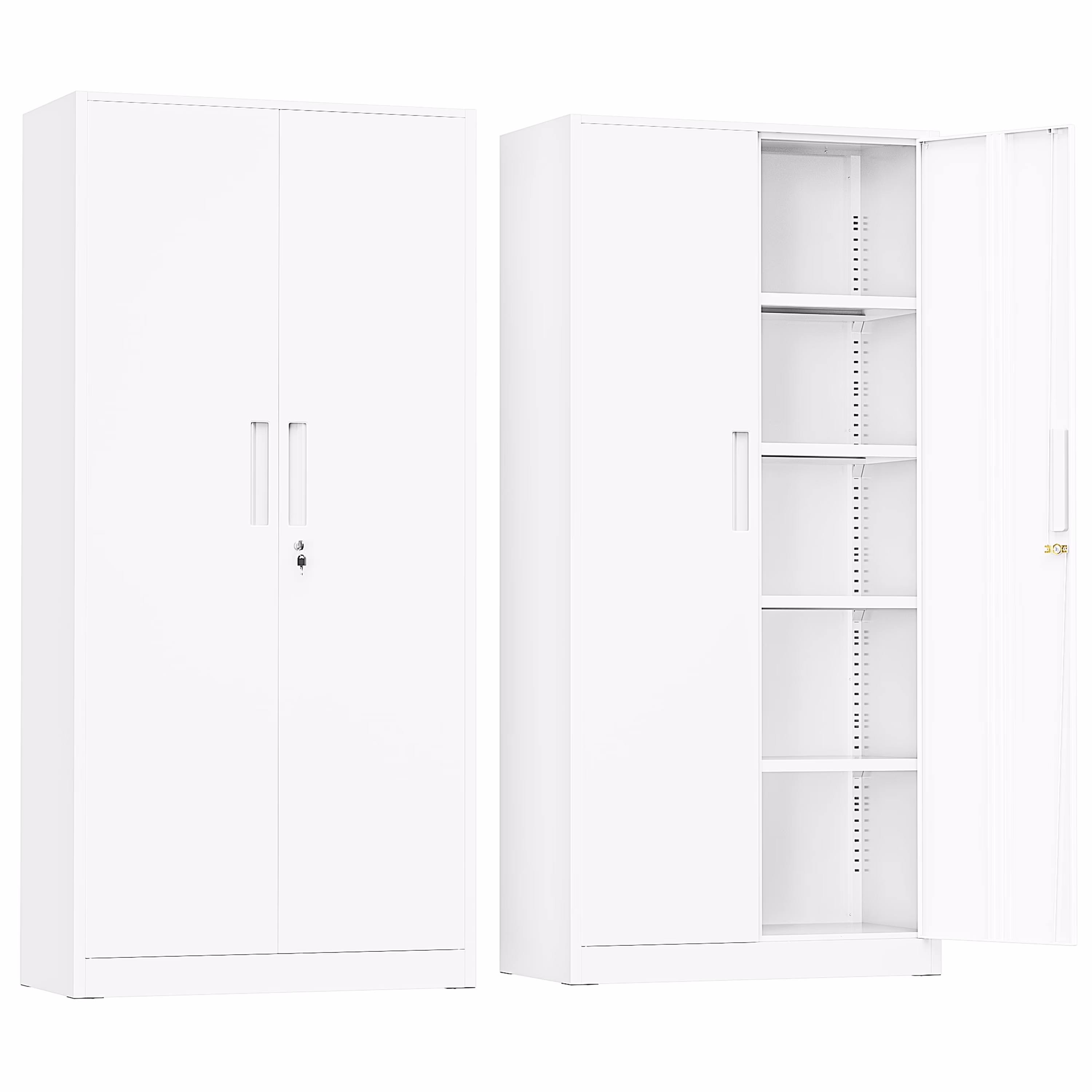 SUNCROWN 71 In Metal Storage Garage Cabinets with Locking Doors and Adjustable Shelves, Steel Storage Cabinet for Garage, Office, Classroom, Assemble Required(Black)