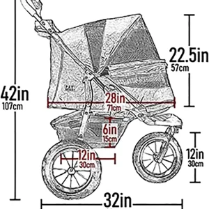 2025 No-Zip NV Pet Stroller for Cats/Dogs, Zipperless Entry, Easy One-Hand Fold, Gel-Filled Tires, Plush Pad + Weather Cover Included, 3 colors