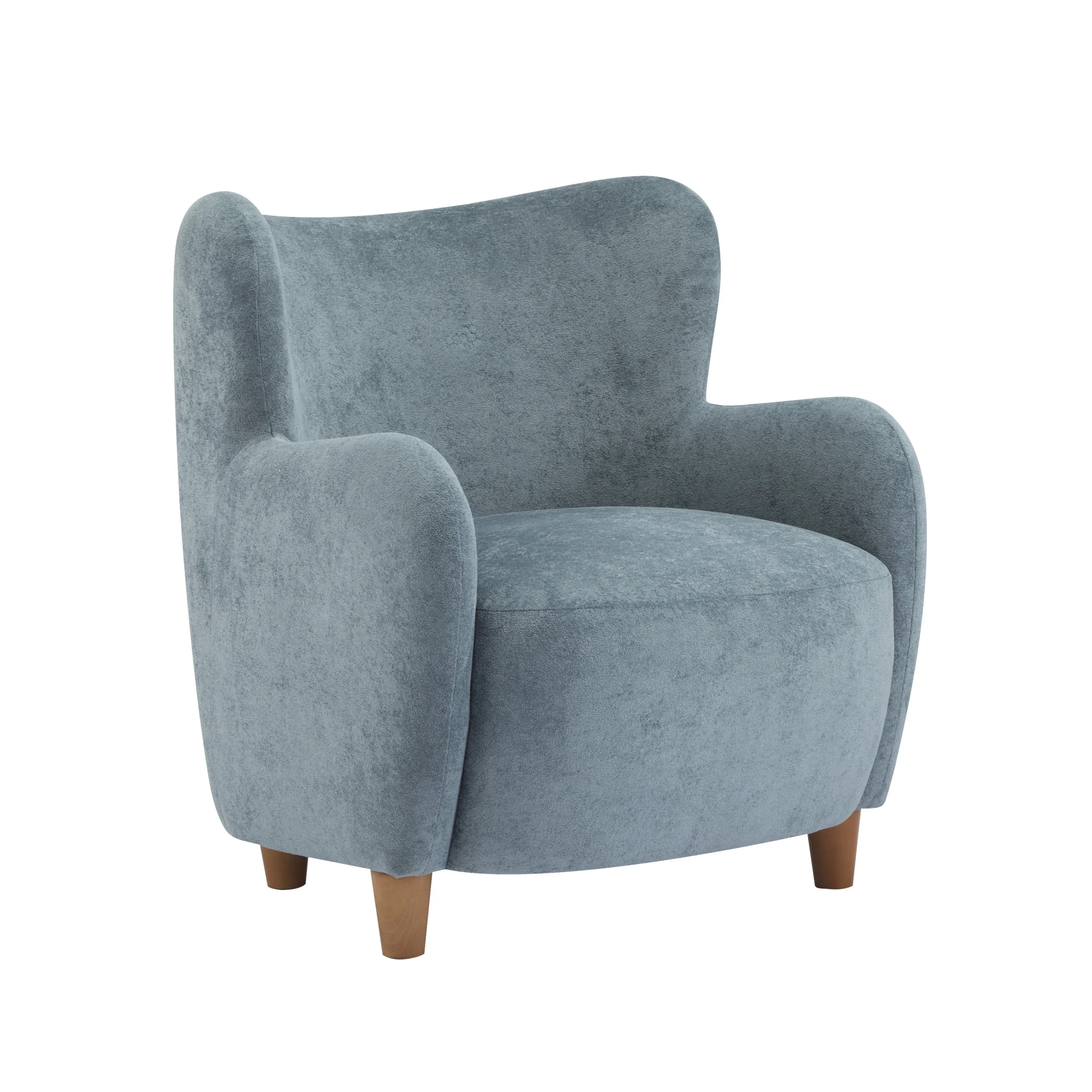 Christopher Knight Home Mid-Century Modern Velvet Wingback Accent Chair with Birch Legs, White