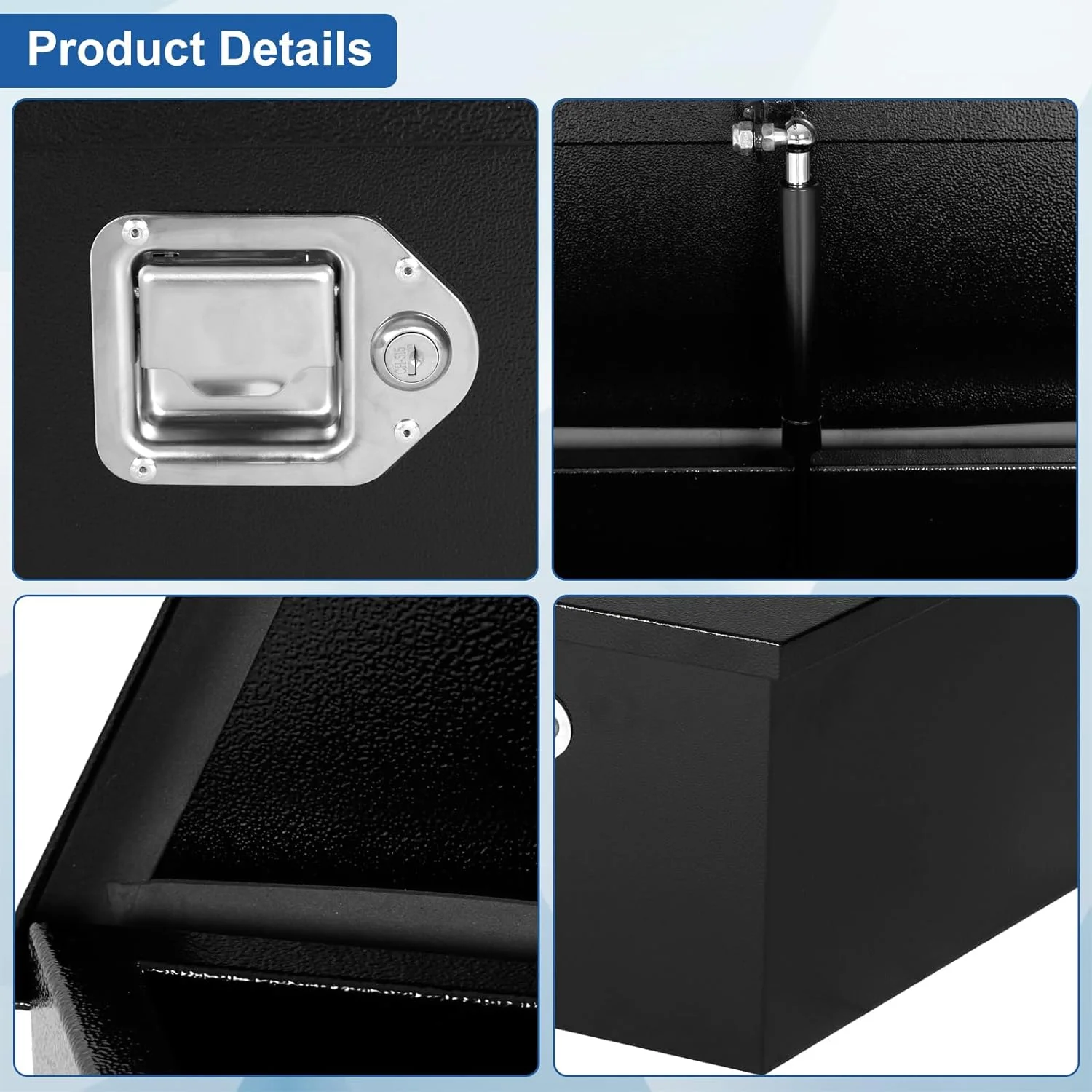 Comfor 26.5 x 12 x 11.8 inch Trailer Tongue Box with Handled-Lock Black Steel Heavy Duty Underbody Truck Box Truck Storage Organizer for Pick Up, Trailer