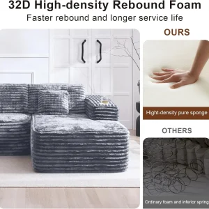 Cloud Sectional Couch with L-Shape Chaise Modern Modular Sofa Deep Seat Built-in Cup Holder